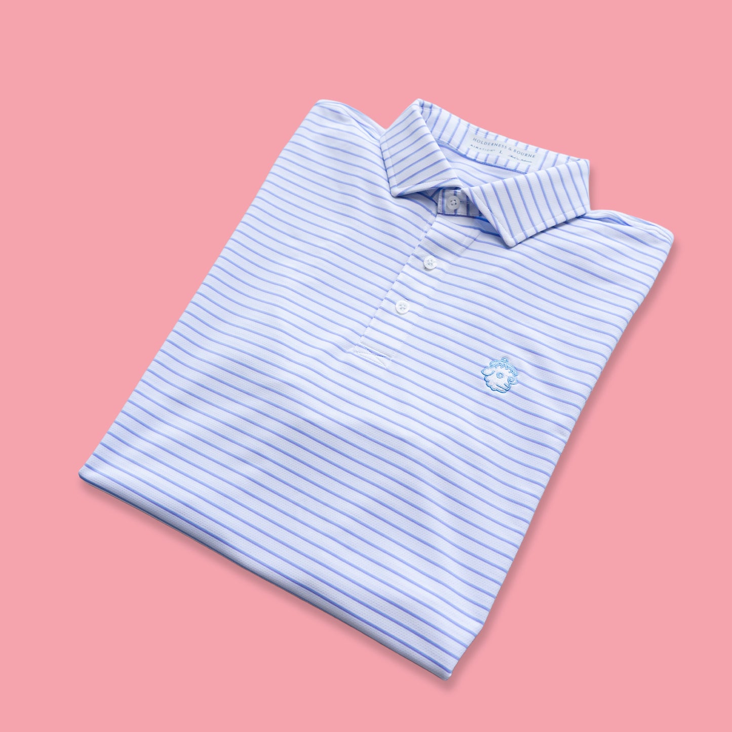 H&B Springer Polo -- White/Vista Blue/Tudor