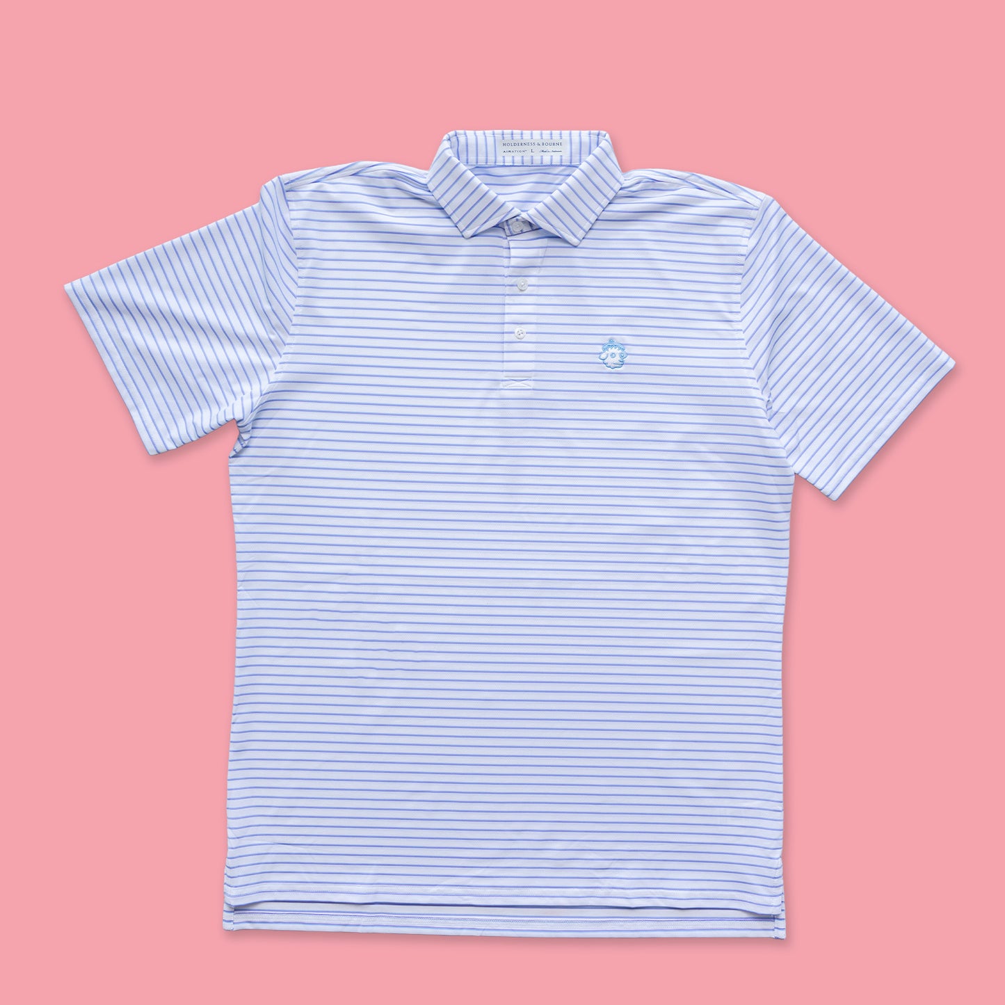 H&B Springer Polo -- White/Vista Blue/Tudor